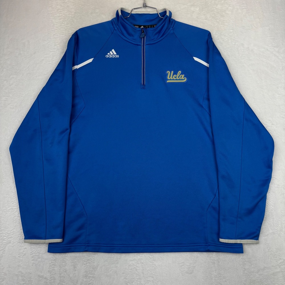Adidas UCLA Bruins Mens Large Blue Climalite Quarter Zip Pullover Jacket
